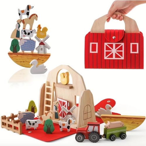 Wooden Stacking Barn Animals