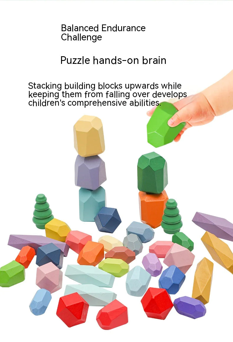 Montessori Wooden Stone Blocks (38 pack)