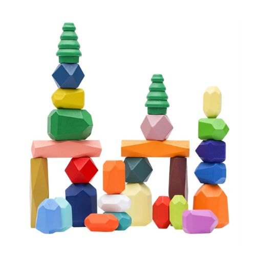 Montessori Wooden Stone Blocks (38 pack)
