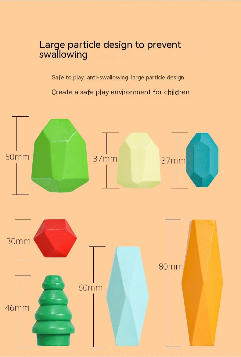 Montessori Wooden Stone Blocks (38 pack)